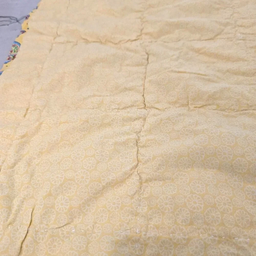 Vintage 70s 80s Handmade Baby Quilt Donald Duck Butterfly Patchwork 33x44